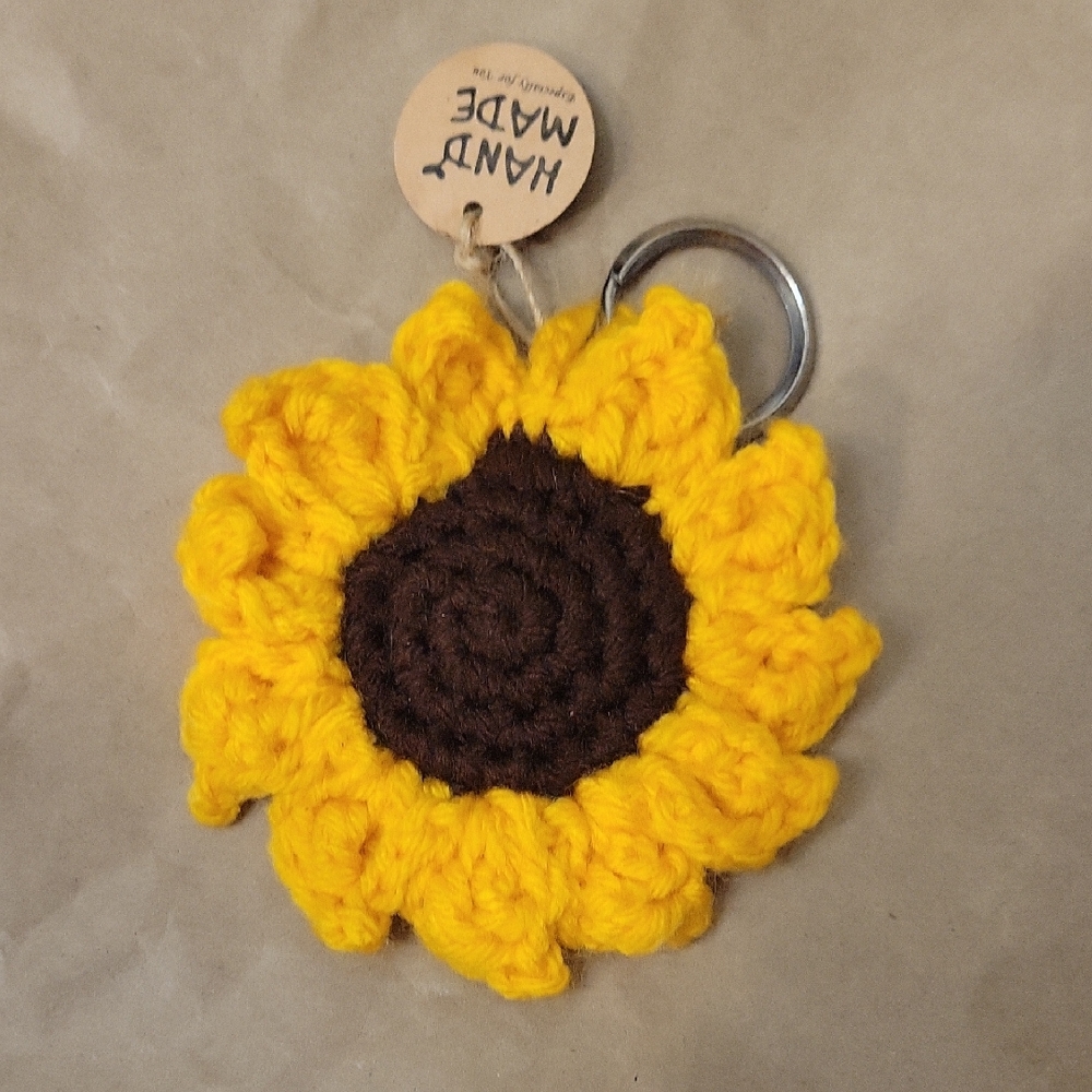 Yellow Sunflower Crochet Keychain
